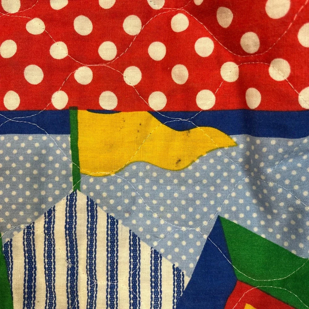 Handmade Baby Quilt Infant Multicolor Circus Teddy Bear‎ Clown Polka Dot Patch